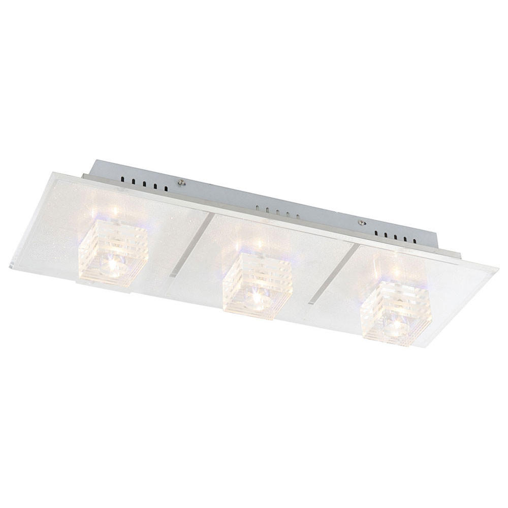 LED DECKENLEUCHTE Metall Silber ARCTIC - Silberfarben, Glas (59.5/20.5/12.5cm) - Globo Lighting