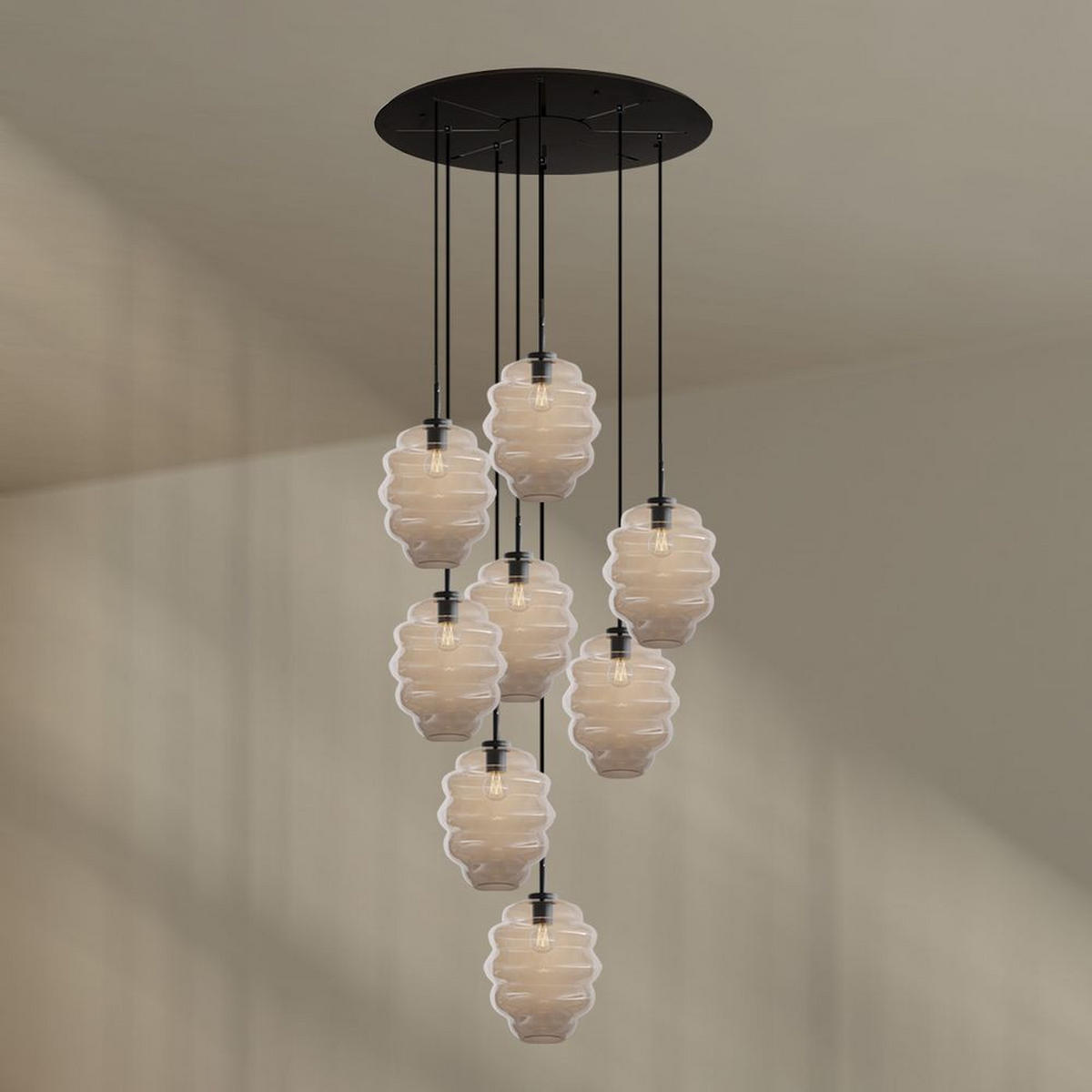 GALERIELEUCHTE Echos 8-flammig Klar Ø 25cm - Klar/Schwarz, Glas (25/25/28cm) - s.luce
