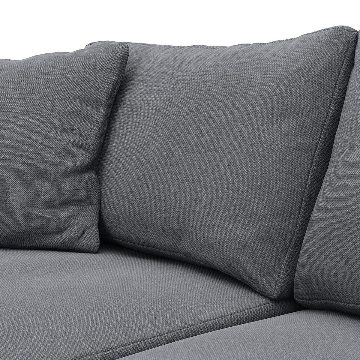 ECKSOFA mit Ottomane - Schwarz/Grau, Kunststoff/Textil (277/251cm) - home24