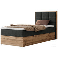 BOXBETT ALBERO 1 90/200 - Dunkelgrau Stukture - Topper Visco - H4 - Rechts - Dunkelgrau/Anthrazit, Kunststoff/Textil (90/200cm) - MKS