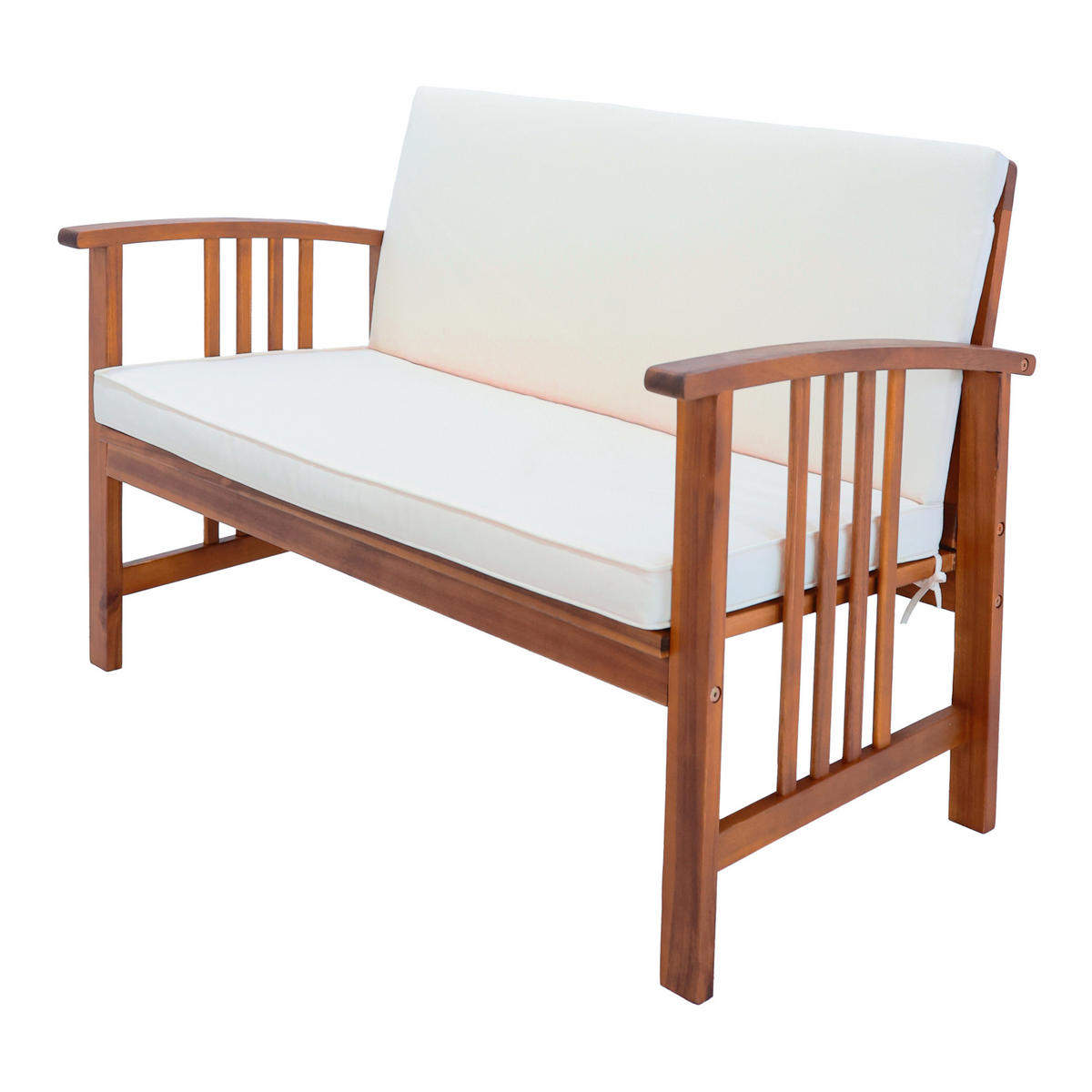 GARTENMÖBEL-SET Brissogne 4 TLG. - Beige/Akaziefarben, Holz/Textil - [en.casa]