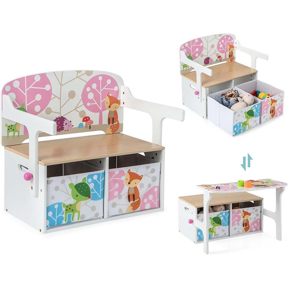 Costway Kindersitzbank Weiß 60x57x42 cm