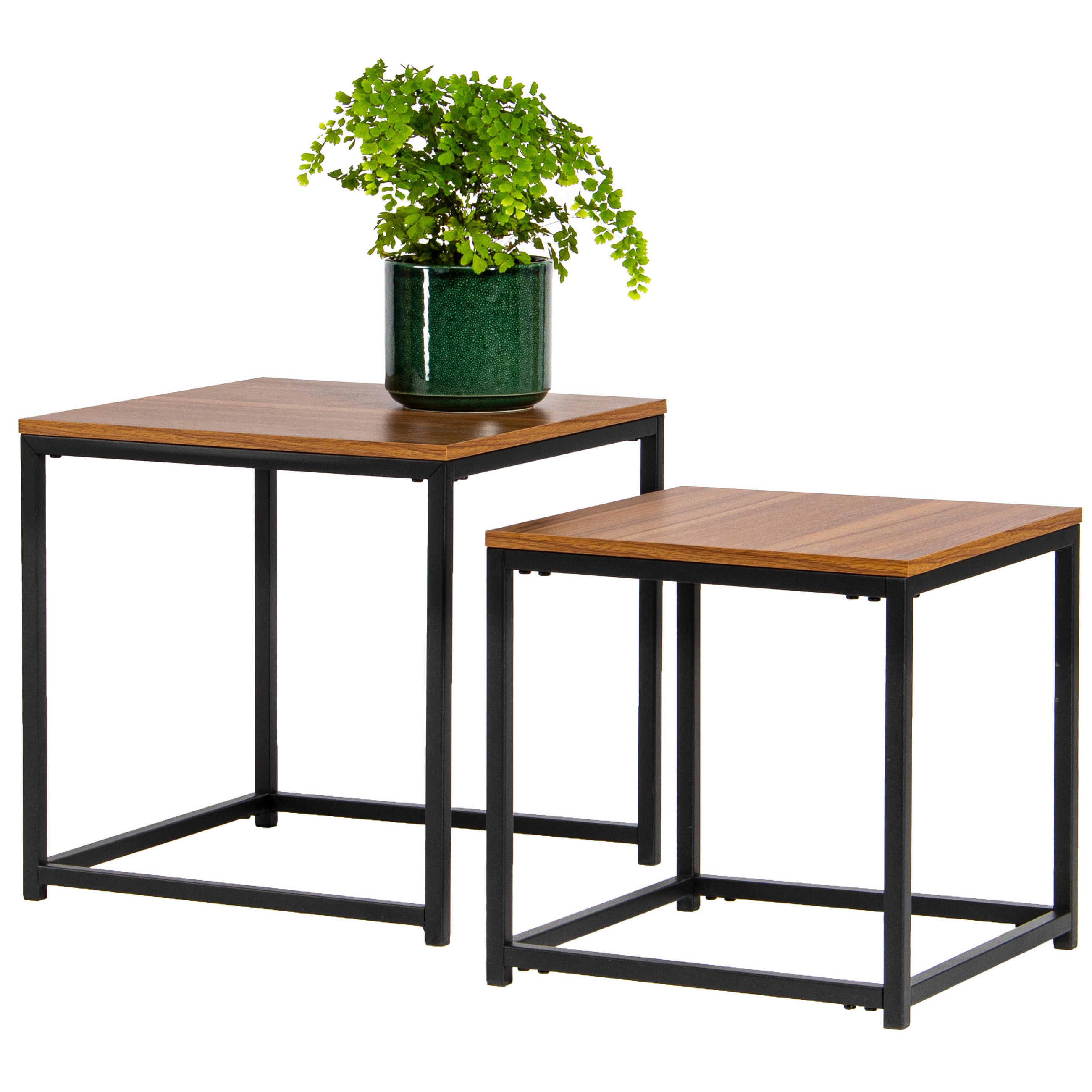 BEISTELLTISCHE 2er-Set, schwarz, Metall, MDF-Holz - Schwarz, Metall (40/40/40cm) - bremermann