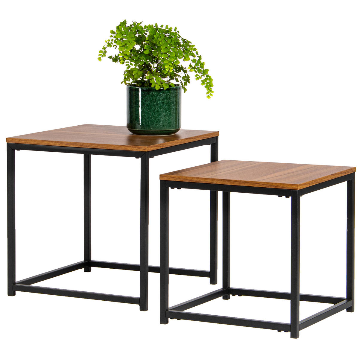 BEISTELLTISCHE 2er-Set, schwarz, Metall, MDF-Holz - Schwarz, Metall (40/40/40cm) - bremermann