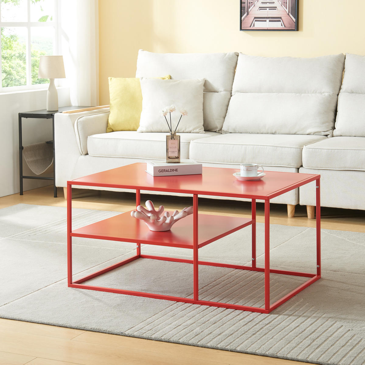 COUCHTISCH Solund 45/90/60 cm - Rot, Metall (60/90/45cm) - [en.casa]