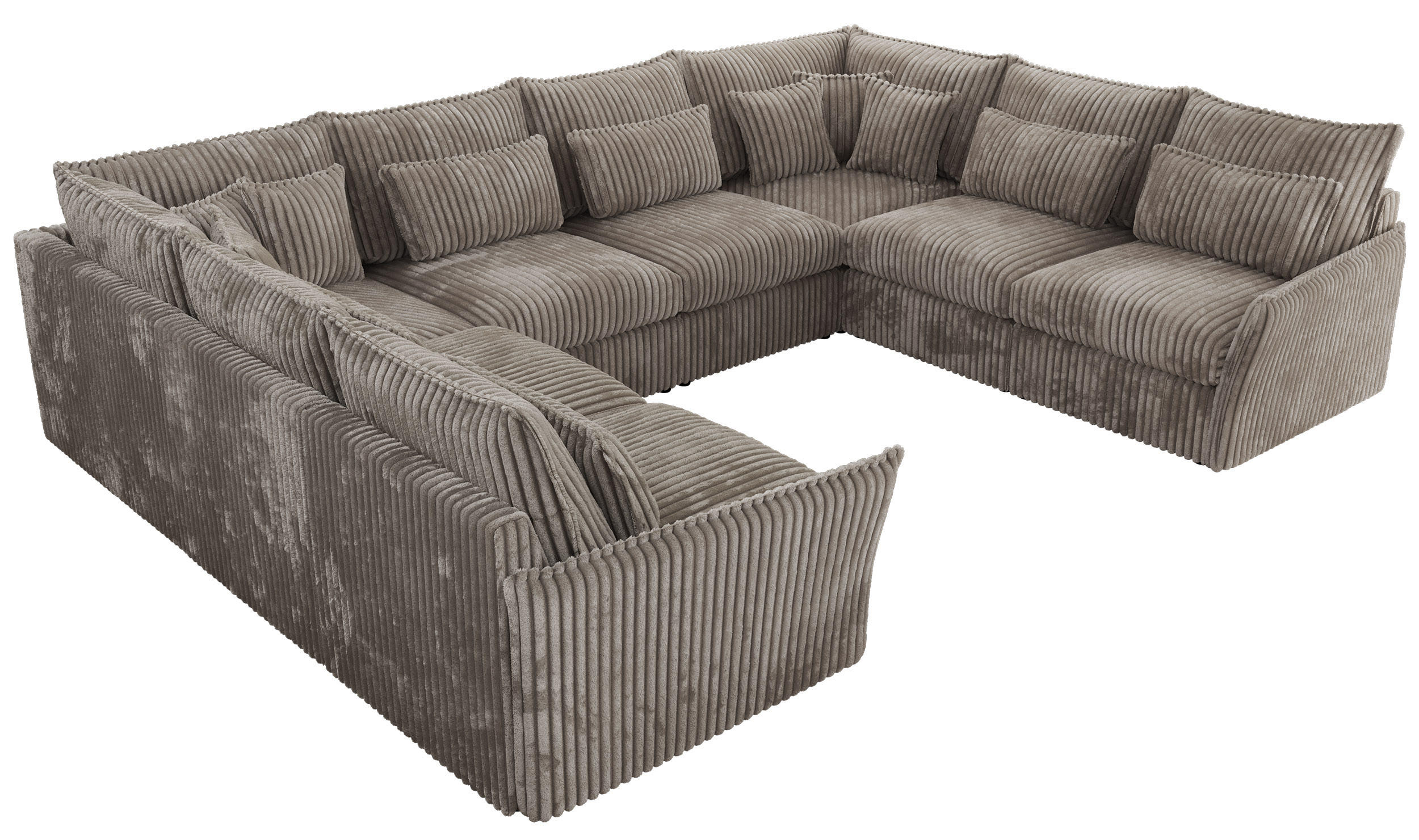 WOHNLANDSCHAFT VERSO U 8M Hellbraun Cord - Hellbraun/Schwarz, Kunststoff/Textil (362/93/270cm) - MKS
