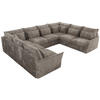 WOHNLANDSCHAFT VERSO U 8M Hellbraun Cord - Hellbraun/Schwarz, Kunststoff/Textil (362/93/270cm) - MKS