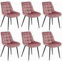 STUHL BARDI 6-er Set, Rosa, Schwarz, mit Samtstoff gepolstert - Grün, Textil/Metall (43/90/51cm) - Komodee