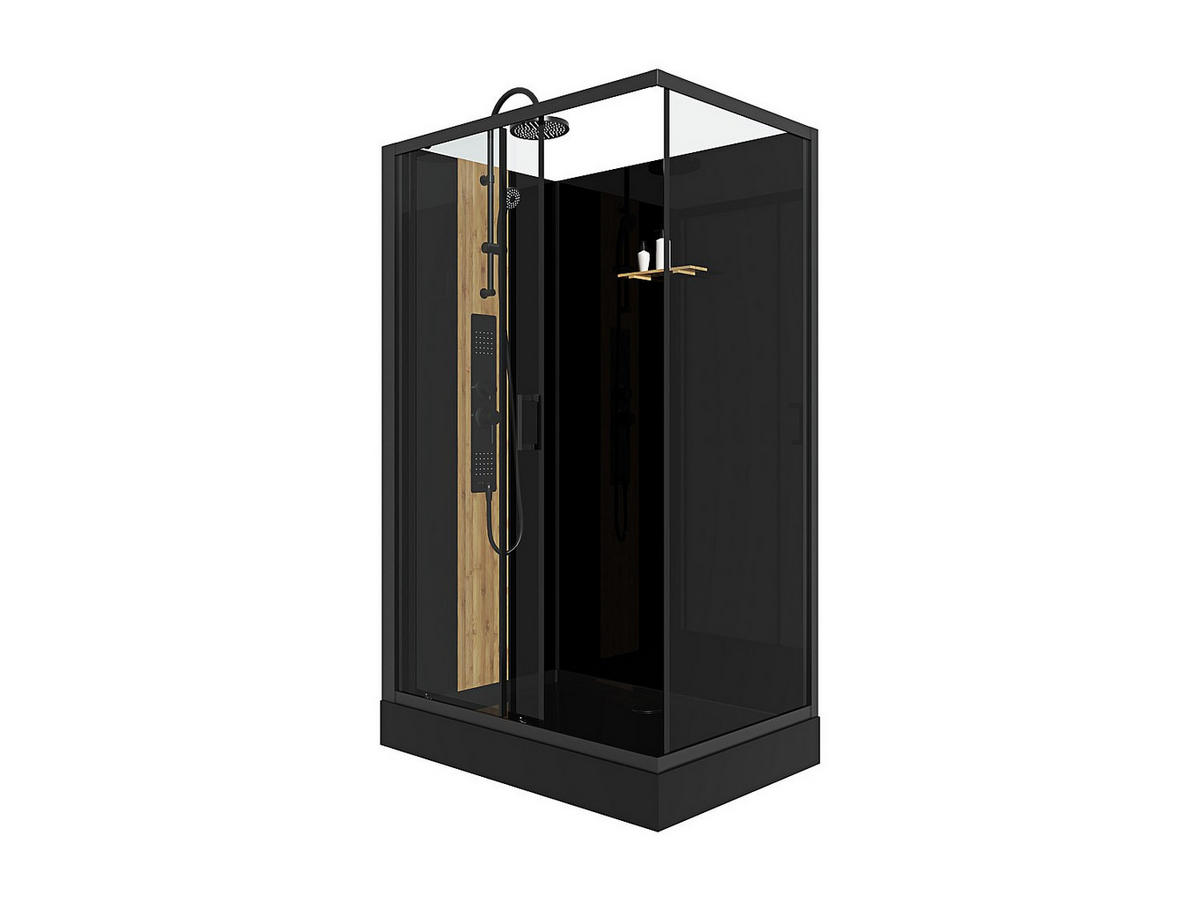 DUSCHKABINE - 120 cm x 80 cm - glas - schwarz Vituna - Schwarz, Glas (80/120/198cm) - Vente-Unique