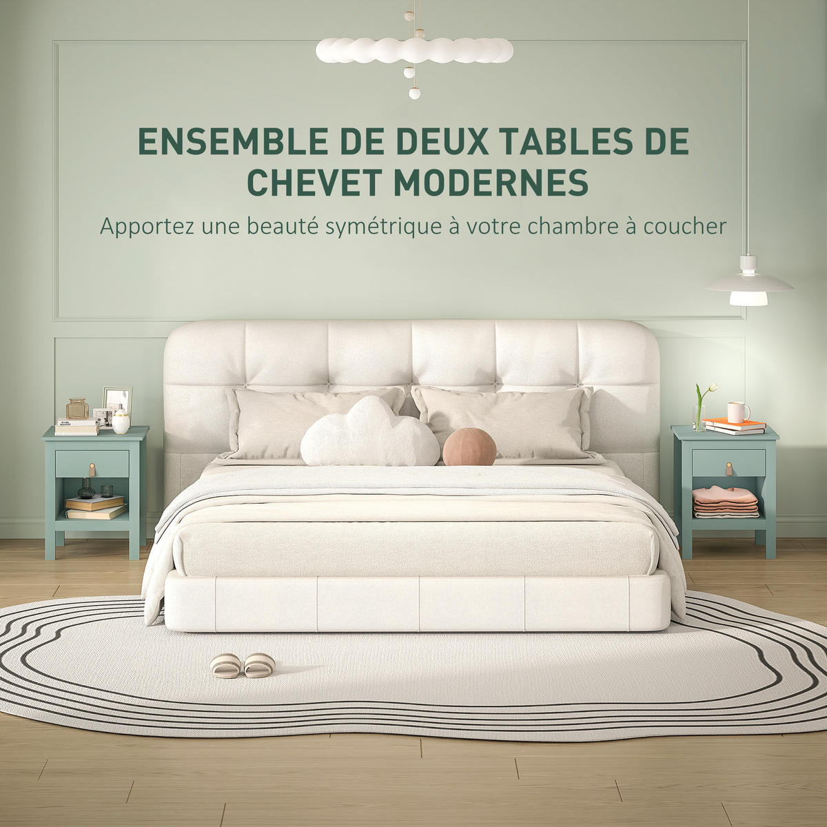 NACHTSCHRANK DE-12880 Schublade und offenes Fach Grün - Grün, Holzwerkstoff (40/55/45cm) - ComfortXL