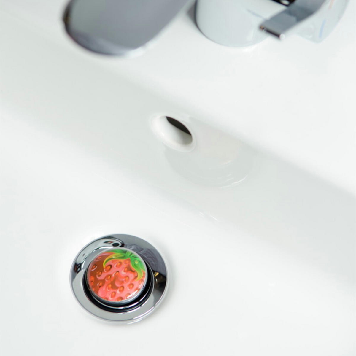 WASCHBECKENSTÖPSEL Strawberry - Rot, Kunststoff/Metall (4/7/7cm) - Sanilo