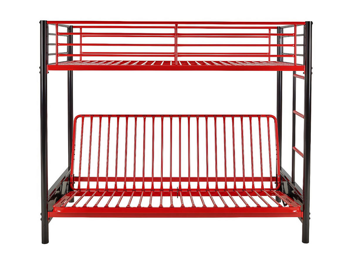 HOCHBETT mit Schlafsofa - 90 x 190 cm - Metall - Rot & Schwarz - MODULO V - Hellrot/Schwarz, Metall - Vente-Unique