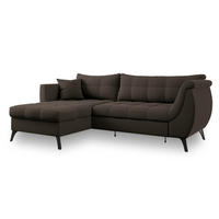 ECKSOFA MOLLIS Braun Geflochtener-Stoff mit Schlaffunktion - Braun, Holz (241/154cm) - MASSENO