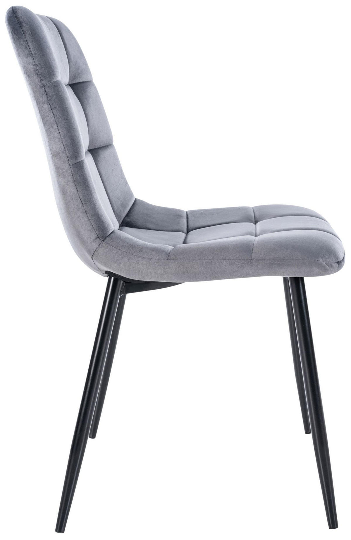 ESSZIMMERSTÜHLE 4er-Set VOUL Dunkelgrau Samt - Dunkelgrau, Textil/Metall (45/84/55cm) - DELUKE