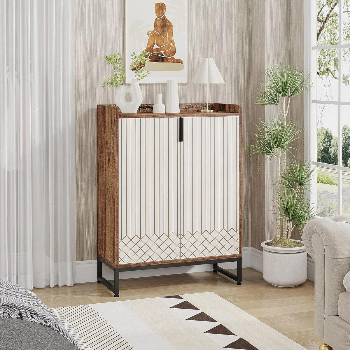 SCHUHSCHRANK 5-stufig moderner Holzschrank mit Türen Weiß - Weiß, Holz (75/105/35cm) - Kaket