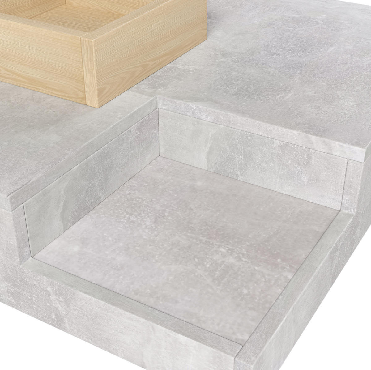 COUCHTISCH aus Spanplatte 72x72x30 cm Betongrau mit herausnehmbarer Aufbewahrungsbox - Grau, Holzwerkstoff (72/72/30cm) - IVMEU