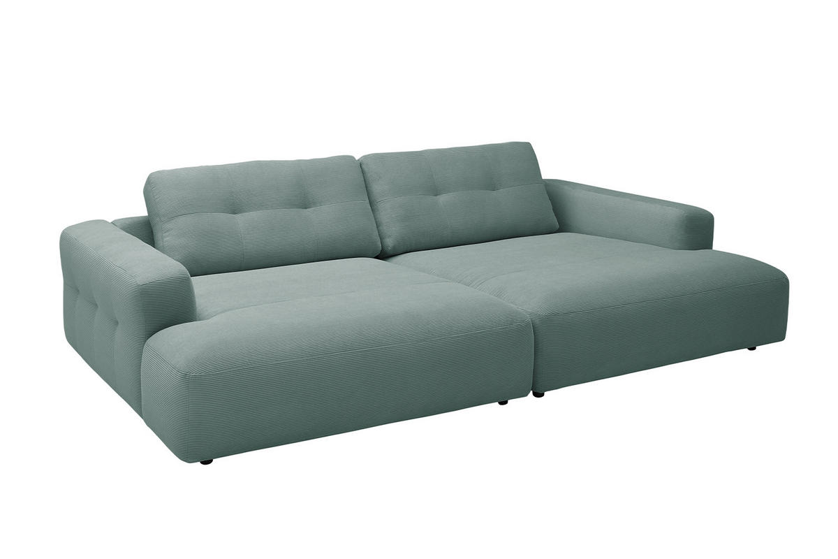 BIG SOFA MIKA Grün Cord - Türkis/Schwarz, Kunststoff/Textil (300/86/167cm) - KAWOLA
