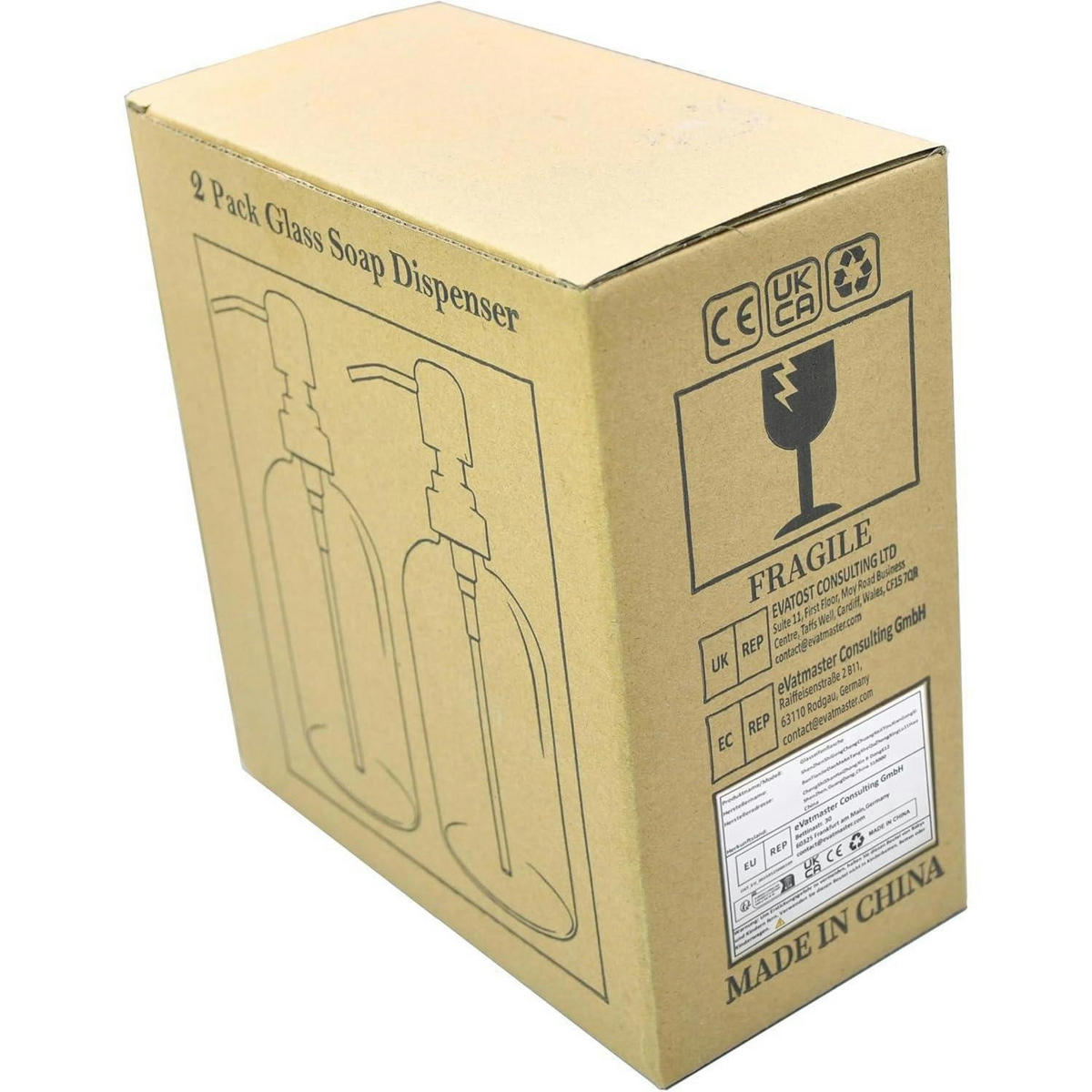 SEIFENSPENDER Set 2-teilig Glas Schwarz Matt mit Holz Tablett 500ml - Schwarz, Glas (10/18/15cm)