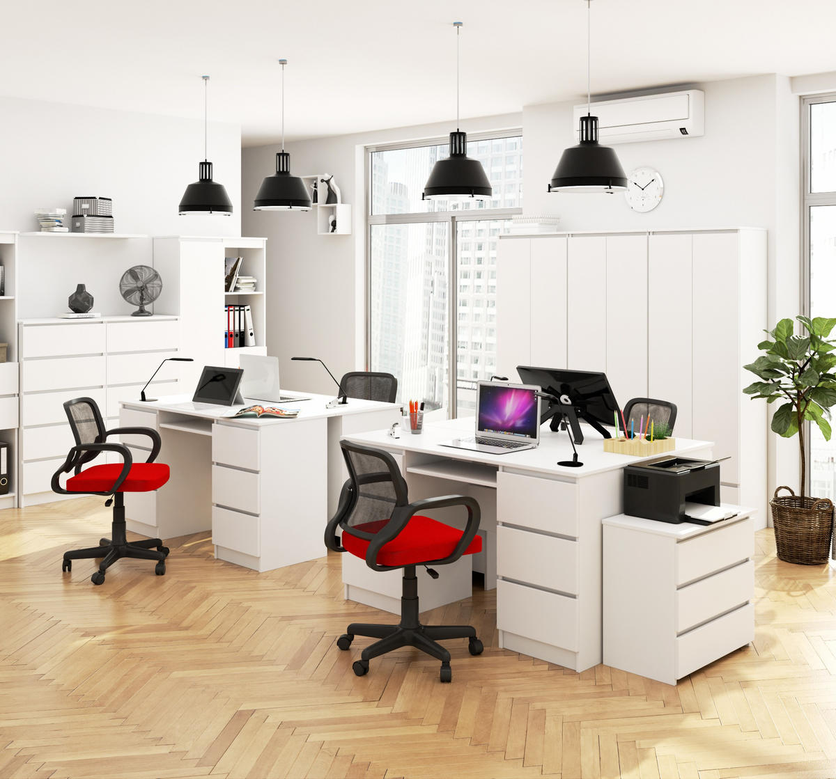 SCHREIBTISCH Weiß 77/135/50 - Weiß, Holzwerkstoff (50/135/77cm) - RAUMHIRSCH FURNITURE