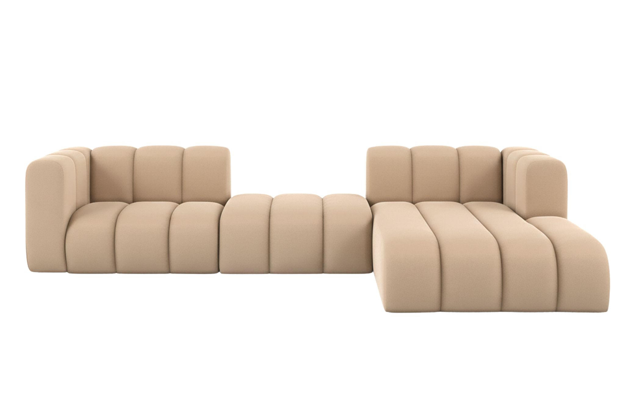 ECKSOFA L-Form Grand L 319 cm, Veloursstoff Salvador, Beige, Rechts - Beige, Holz (319/179cm) - Kaiser Möbel