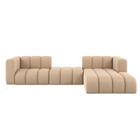 ECKSOFA L-Form Grand L 319 cm, Veloursstoff Salvador, Beige, Rechts - Beige, Holz (319/179cm) - Kaiser Möbel