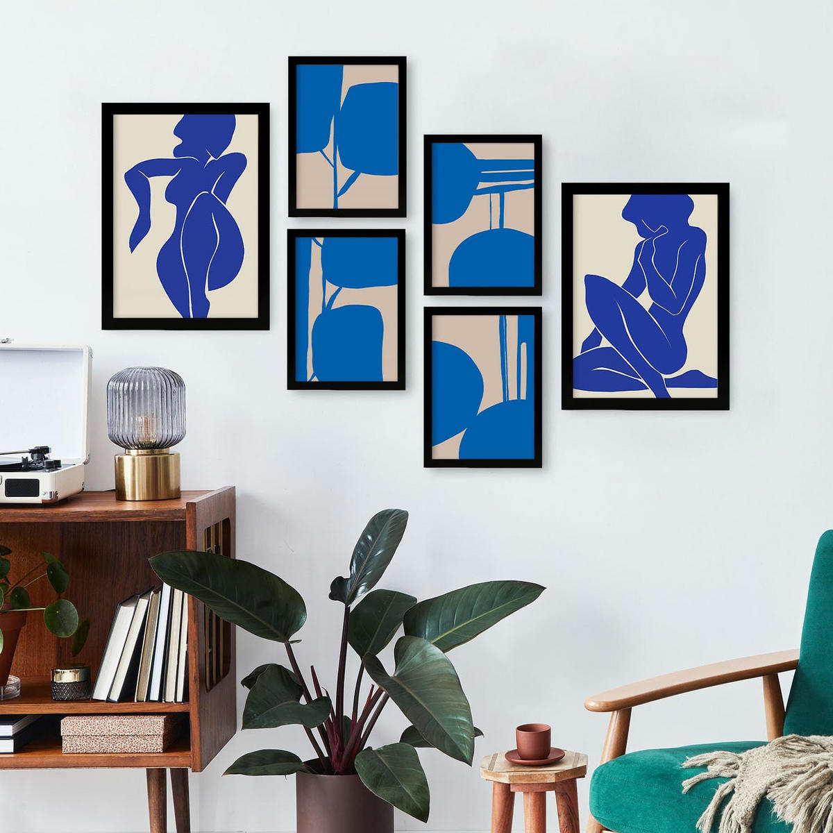 POSTER Set Mit 6 Mettle Körper 2 In Weibliche Zusammenfassung Ästhetische Dekorative Gemälde Für Ihr Wohnzimmer Zuhause A3 & A4 Schwarzer Rahmen - Schwarz, Papier (29/3cm) - Nacnic