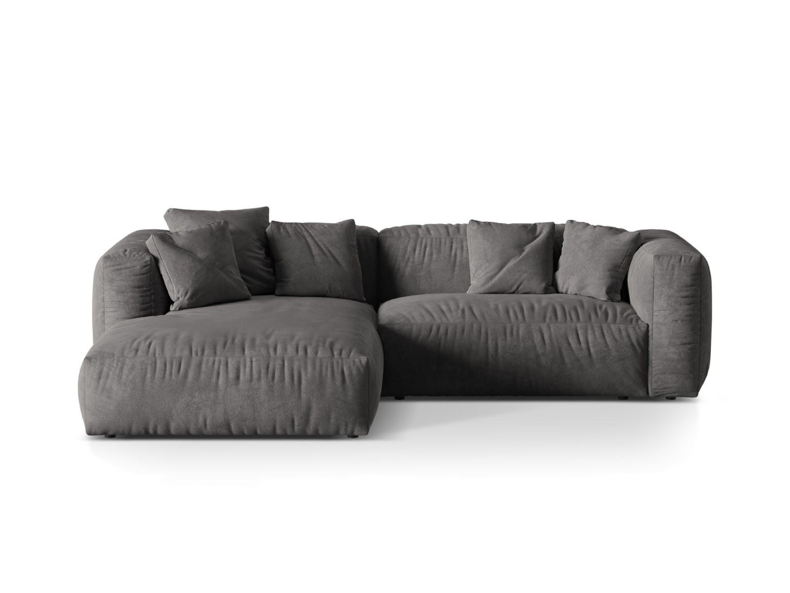 ECKSOFA modular links Martina aus Samt grau 2 Sitzplätze - Grau, Textil (176/283cm) - Micadoni
