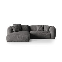 ECKSOFA modular links Martina aus Samt grau 2 Sitzplätze - Grau, Textil (176/283cm) - Micadoni