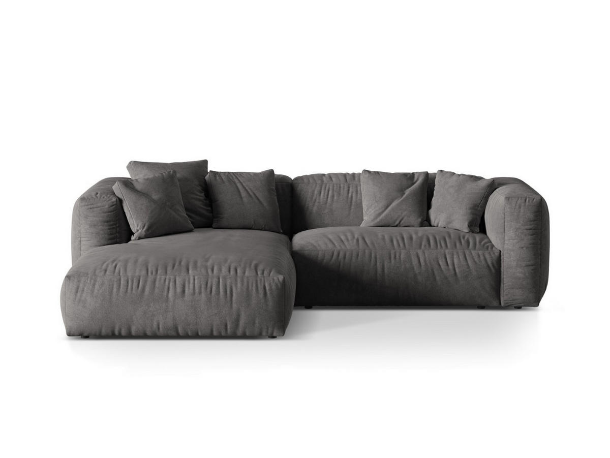 ECKSOFA modular links Martina aus Samt grau 2 Sitzplätze - Grau, Textil (176/283cm) - Micadoni