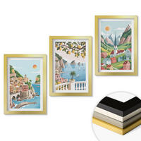 WANDBILDER 3er Set - 20x30 cm Goldrahmen - Landschaften, Meer, Zitrusfrüchte - Goldfarben, Kunststoff (20/30cm) - ArtPrintCave