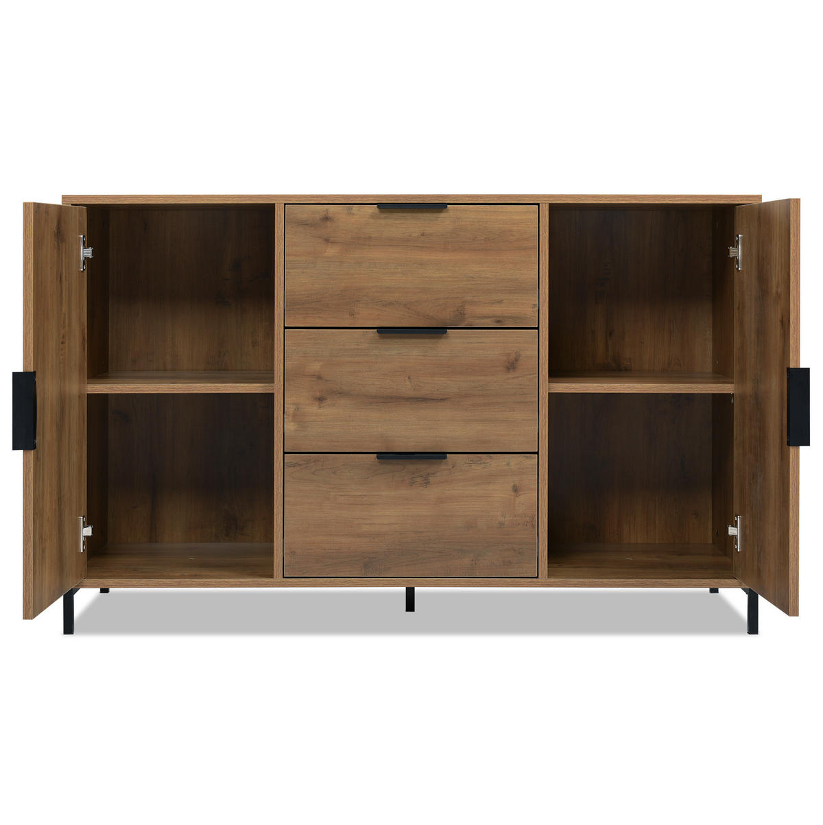 KOMMODE 120/40/76 cm aus Spanplatte mit höhenverstellbarem Fachboden Dunkle Eiche - Nussbaumfarben, Holzwerkstoff (120/76/40cm) - Modenvie