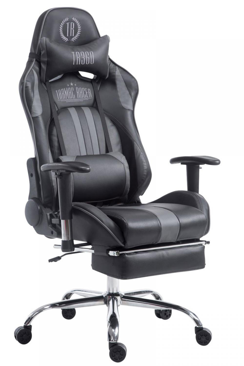CHEFSESSEL Lederlook schwarz/grau - Schwarz/Grau, Textil/Metall (70/125/58cm) - CLP