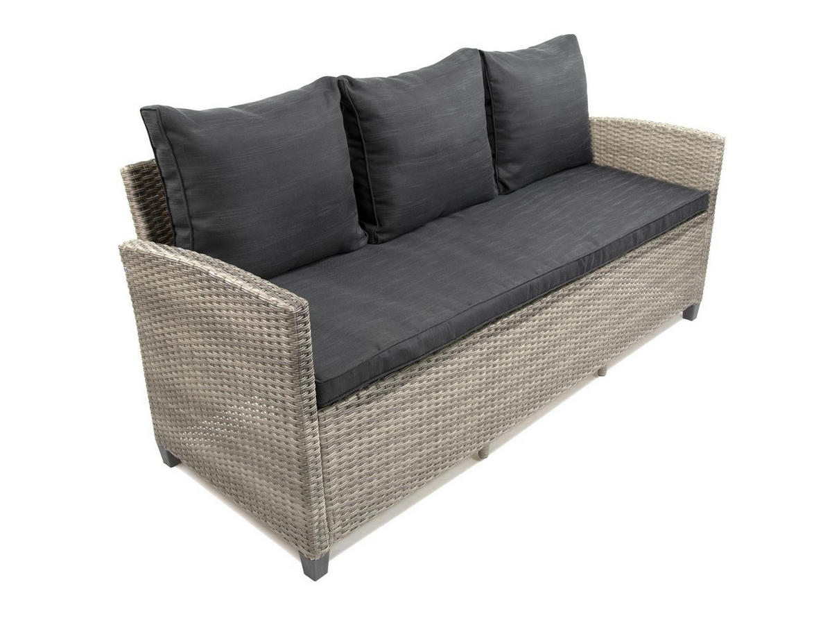 DININGLOUNGE-SET Alpina II Grau Polyrattan für 7 Personen - Grau, Naturmaterialien - Green Spirit