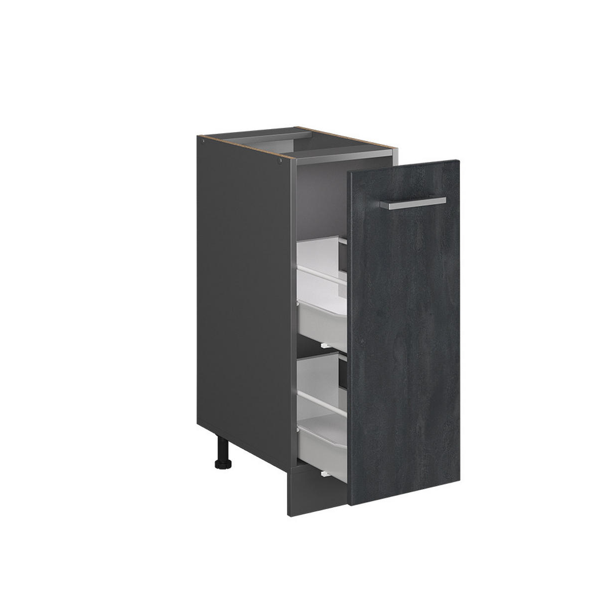 APOTHEKERUNTERSCHRANK R-Line Schwarz Beton 30 cm AP Marmor - Anthrazit/Schwarz, Holzwerkstoff (30/81.6/60cm) - Vicco