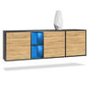 SIDEBOARD Cuba Türen in Eiche Natur - Eichefarben, Holzwerkstoff (182/53/35cm) - Vladon