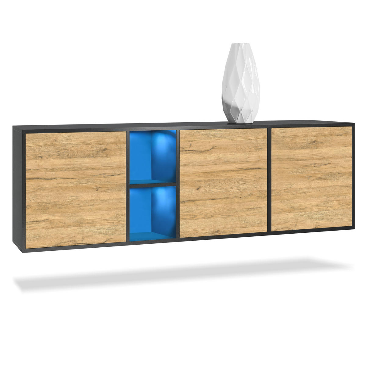 SIDEBOARD Cuba Türen in Eiche Natur - Eichefarben, Holzwerkstoff (182/53/35cm) - Vladon
