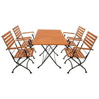 GARTENGARNITUR Bad Belzig - 5-teilig (4x Armlehnensessel, 1x Tisch 120x70cm), Gestell Flachstahl schwarz, Latten Eukalyptusholz, - Schwarz, Metall - TPFGarden