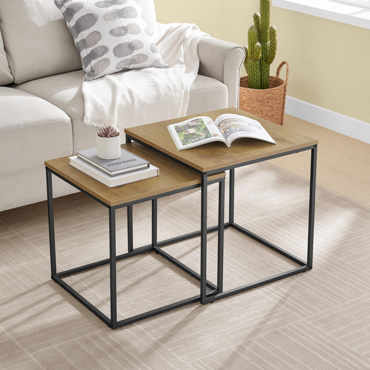 COUCHTISCH 2er Set quadratisch - Eichefarben, Holzwerkstoff (50/50/50.5cm) - Mat-Haus