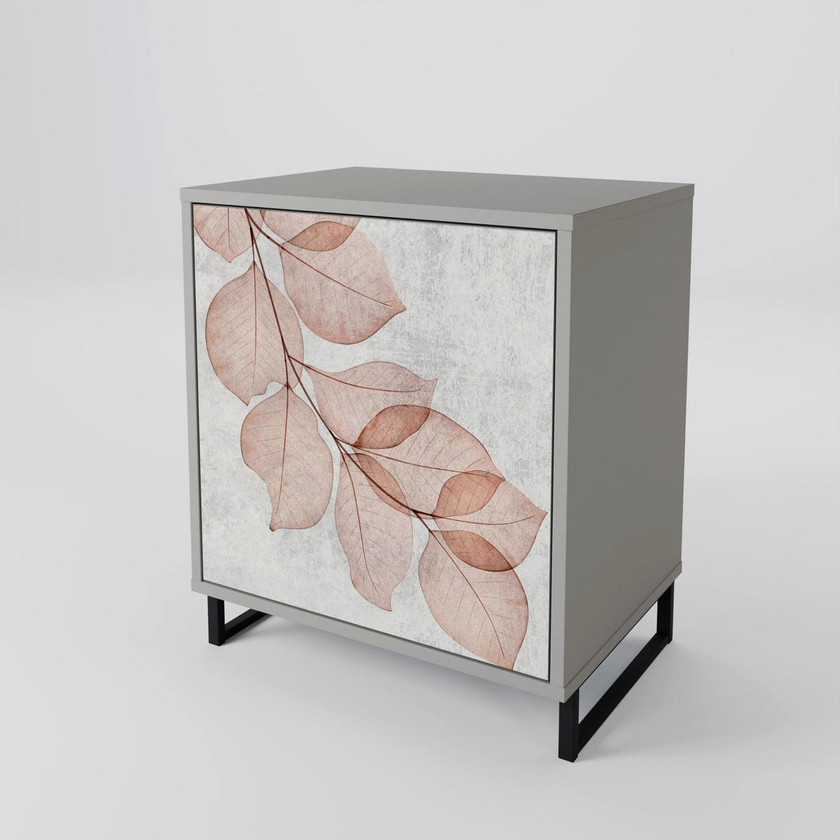 SIDEBOARD AUTUMN FRAGILITY, Grau, 57,5x42x75,5 cm, Goldfarbene Metallfüße - Goldfarben/Multicolor, Holzwerkstoff/Metall (57.5/75.5/42cm) - SpaceRebels