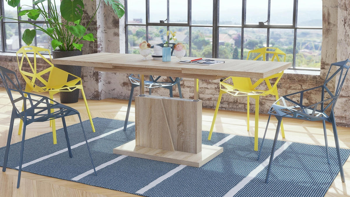 COUCHTISCH rechteckig Sonoma Eiche ausziehbar höhenverstellbar - Sonoma Eiche, Holzwerkstoff (70/120/60cm) - designimpex