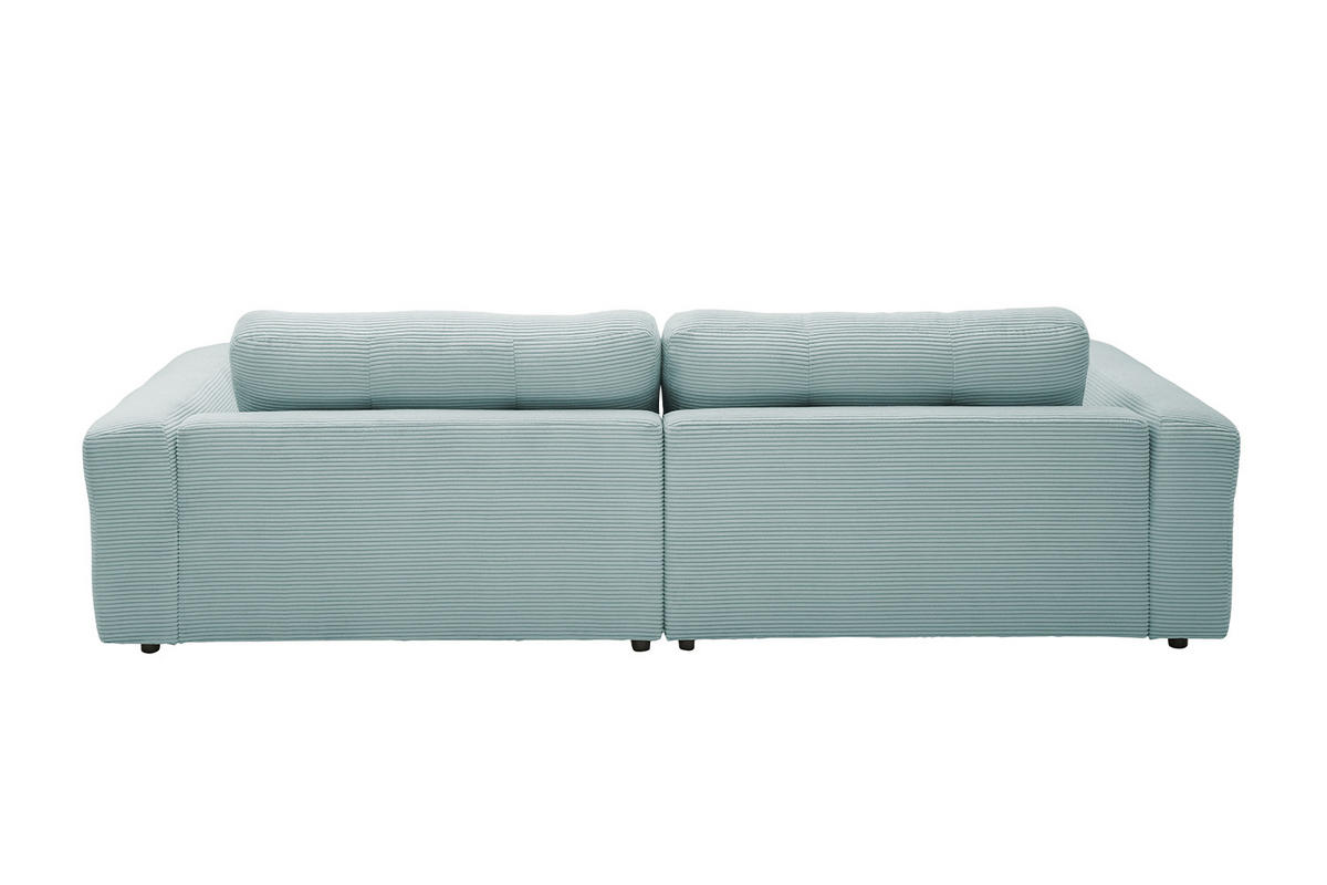 ECKSOFA MIKA Hellblau Cord - Schwarz/Hellblau, Kunststoff/Textil (276/167cm) - KAWOLA