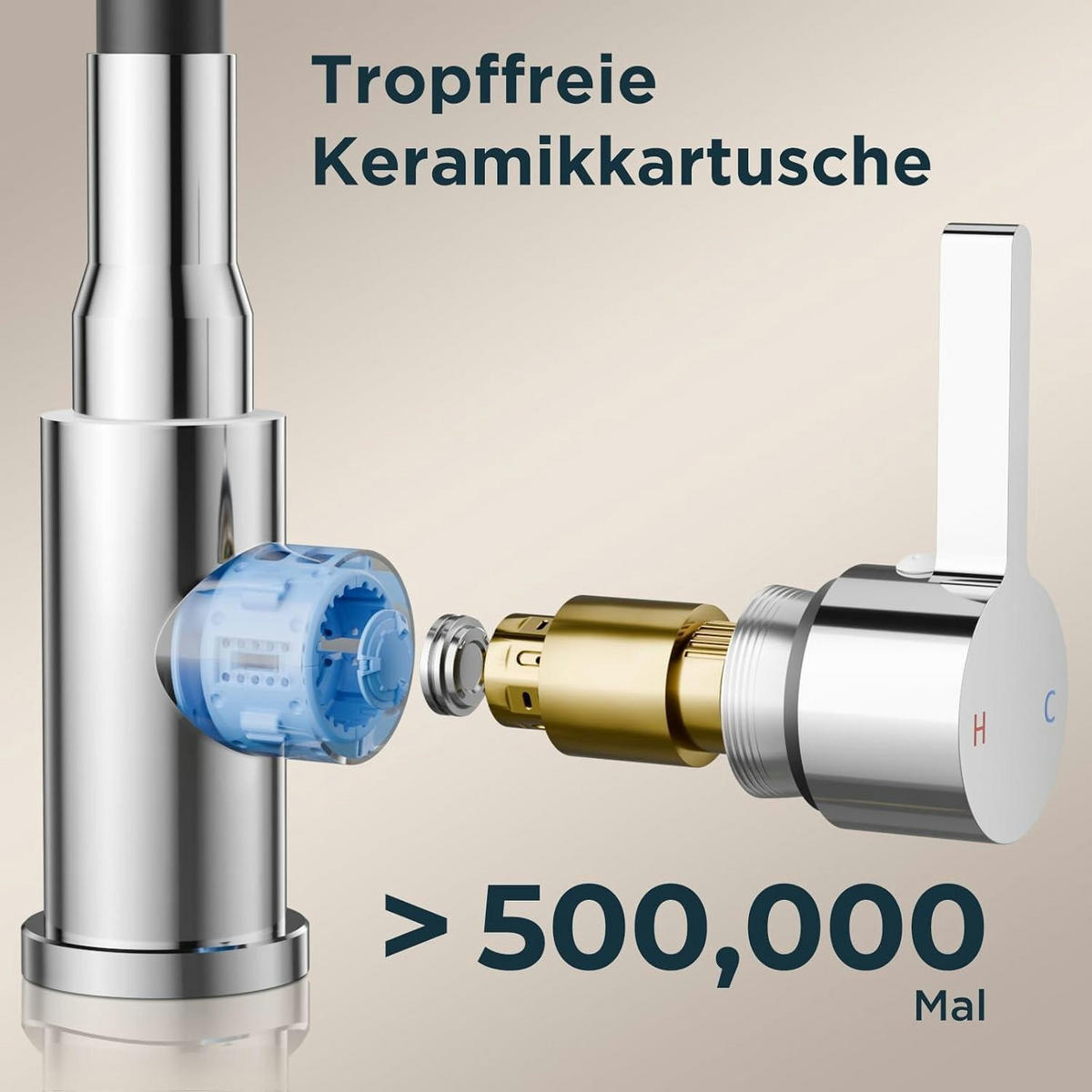 KÜCHENARMATUR mit flexiblem Schlauch polierter Chrom - Multicolor, Metall (21.9/21.8/34.8cm)