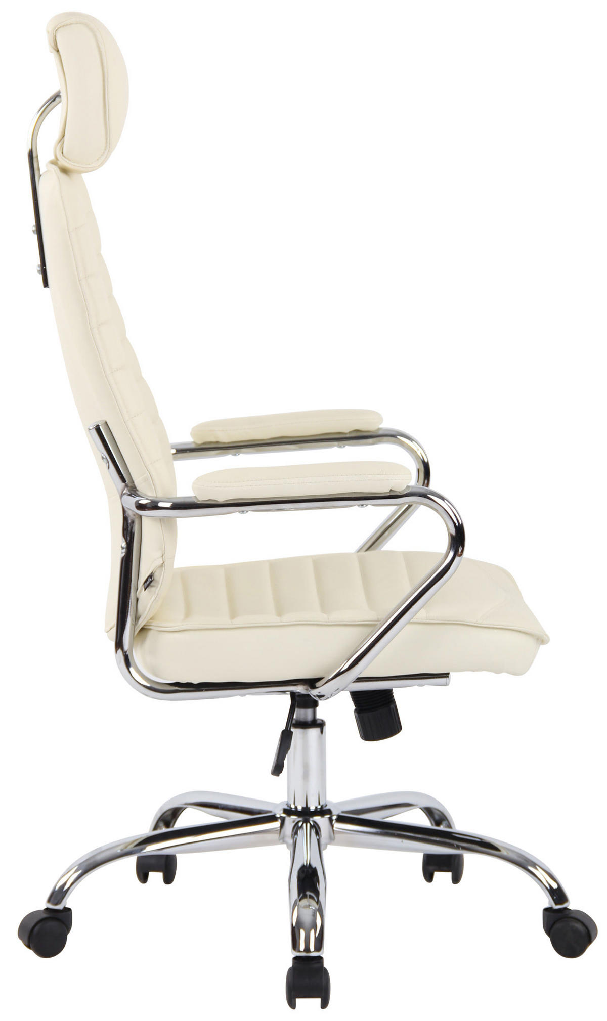 CHEFSESSEL Echtleder Creme - Chromfarben/Creme, Leder/Metall (59/117/57cm) - CLP