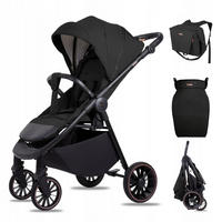 BUGGY Rombo, Klein und Leicht, Teleskopische Führung, Kompakt Faltbar, Wickeltasche, Reisetasche - Schwarz, Textil/Metall (58/98cm) - BabyLux