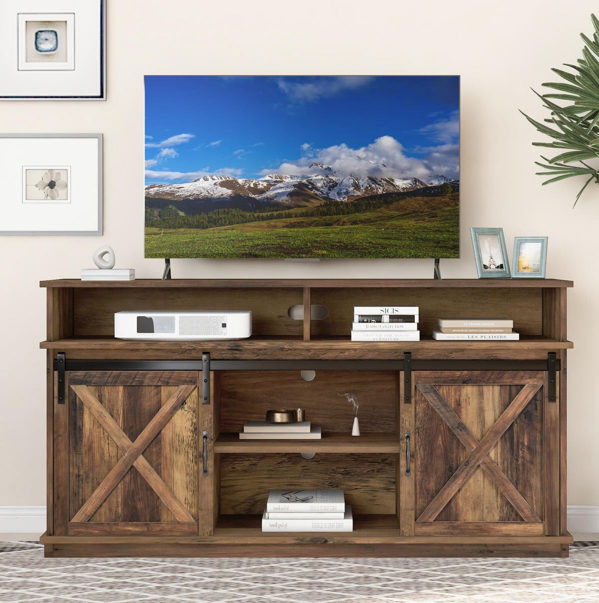 TV-SCHRANK mit Schiebetüren 148 x 40 x 78 cm Braun - Braun, Holzwerkstoff (40/78/148cm) - Beauniv