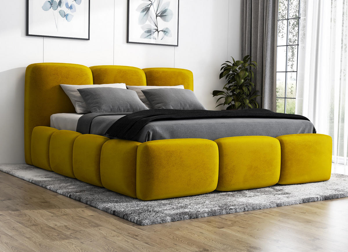 POLSTERBETT STAR 140x200 Goldfarben - Goldfarben, Textil (140/200cm) - A&J MöbelLand