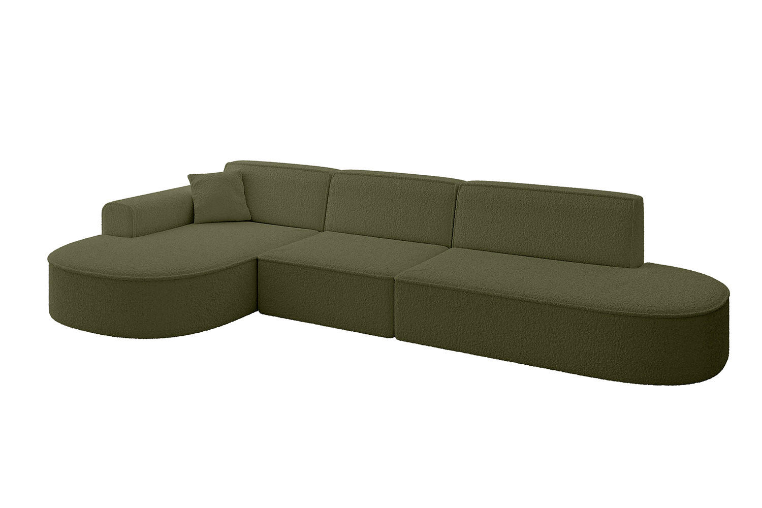 ECKSOFA Ottomane Links MARI-L2 - 317x163x73,5 cm Grün Bouclé - Schwarz/Grün, Holzwerkstoff/Kunststoff (165/321cm) - ALTDECOR