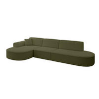 ECKSOFA Ottomane Links MARI-L2 - 317x163x73,5 cm Grün Bouclé - Schwarz/Grün, Holzwerkstoff/Kunststoff (165/321cm) - ALTDECOR