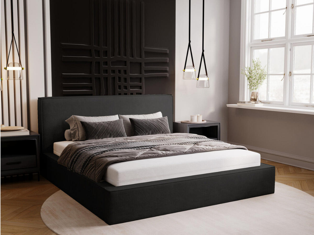 POLSTERBETT Monaco 140x200 Graphit - Dunkelgrau, Textil (140/200cm) - Graingold