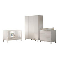 BABYZIMMER SET Keely Kiefer & MDF weiß Babybett Wickelkommode Schrank - Weiß, Holz (58/196/149cm) - 58aufmkessel